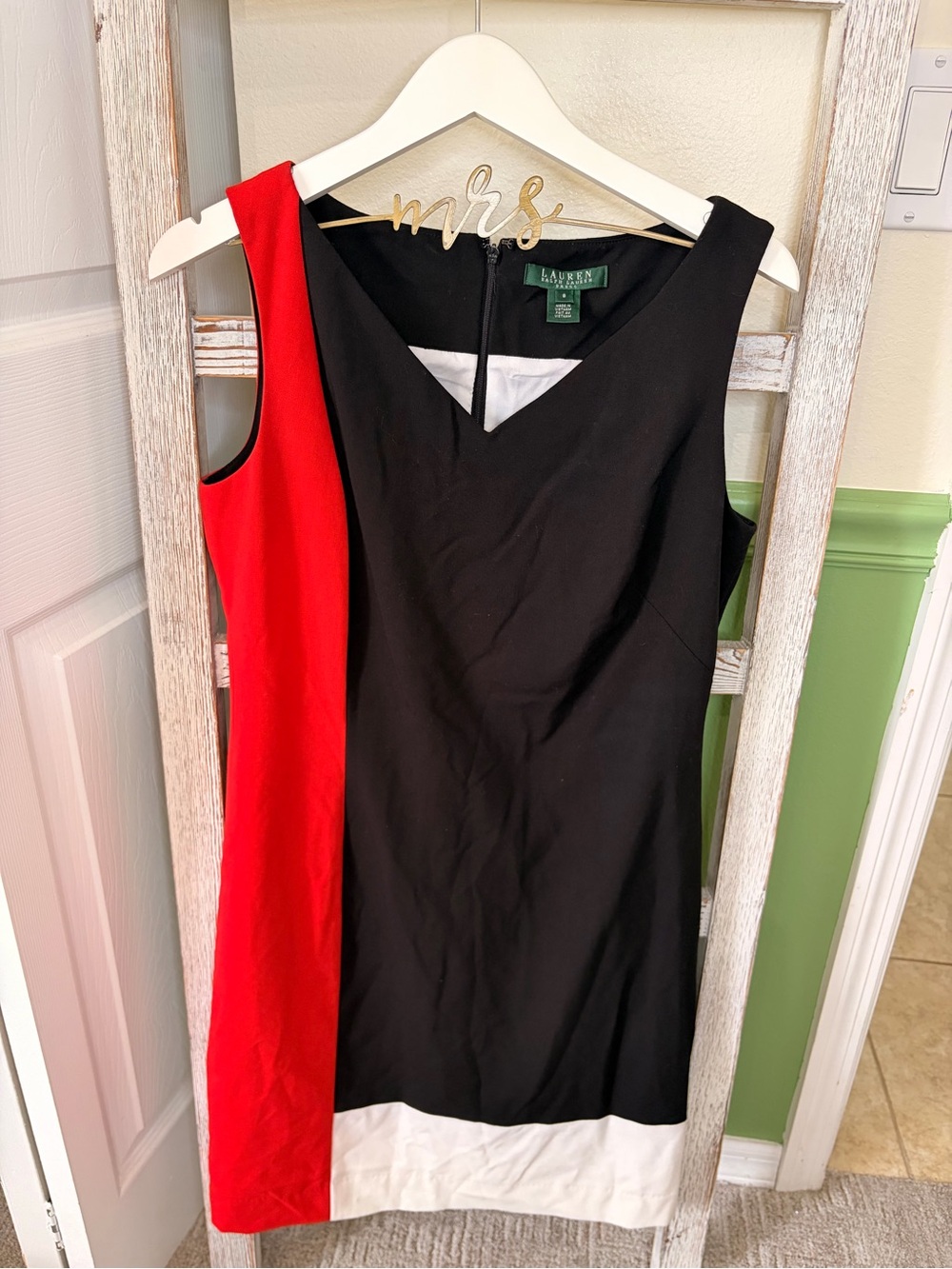 ❤️ Lauren Ralph Lauren Colorblock Sheath Dress Size 8